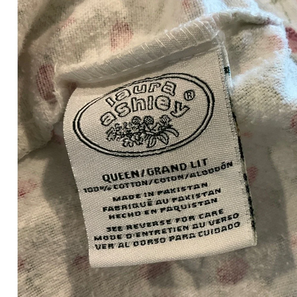 Laura Ashley Bramble Vine Fitted Bed Sheet Pink Ditsy Strawberry Queen Cotton